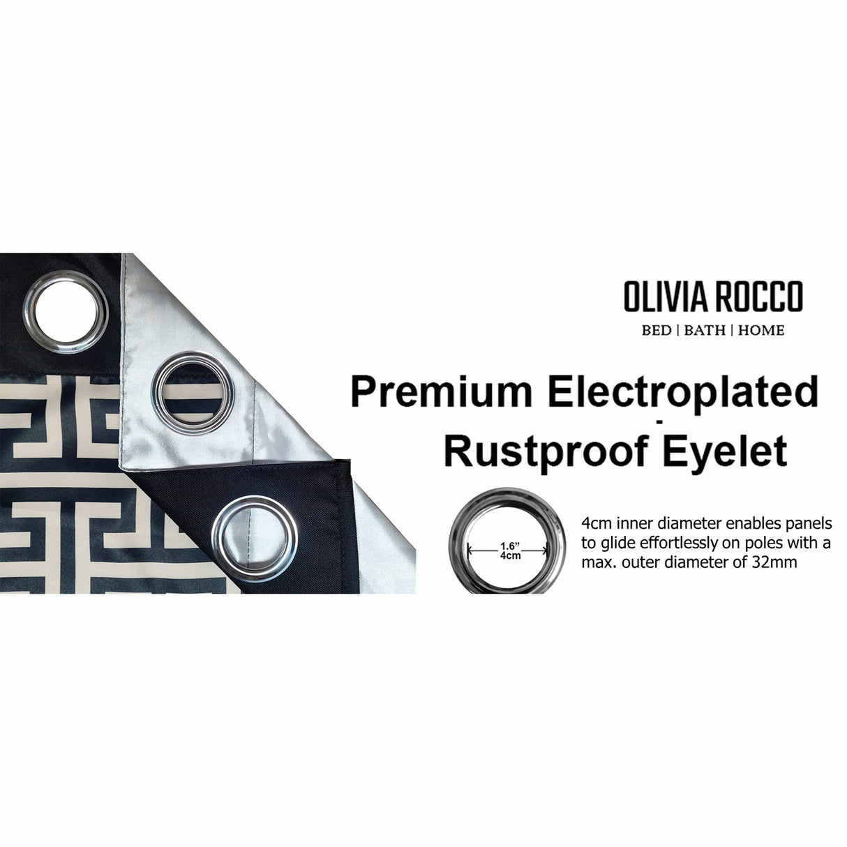 OLIVIA ROCCO Blackout Curtains with premium electroplated rustproof eyelet for smooth gliding