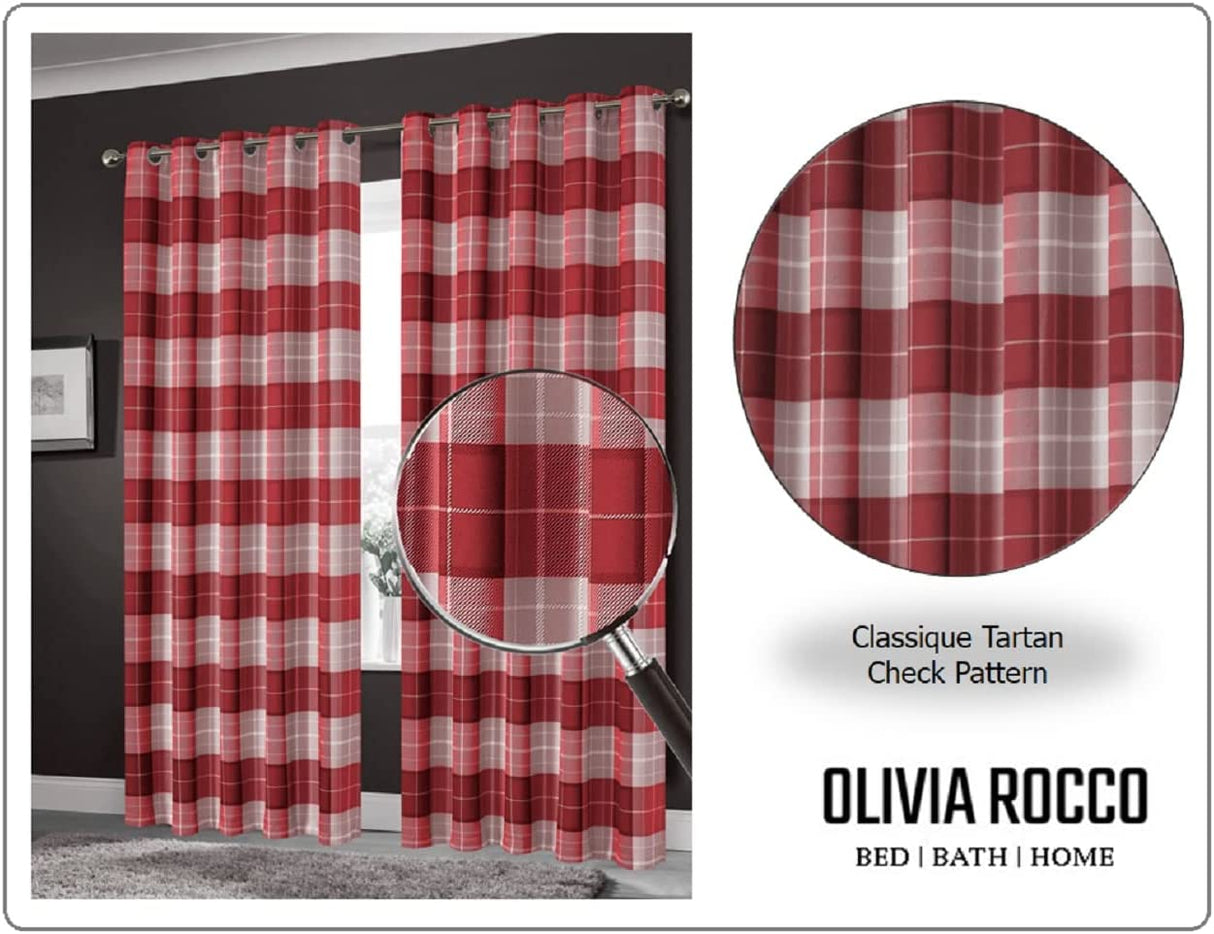 OLIVIA ROCCO Grey Check Blackout Curtains for Privacy