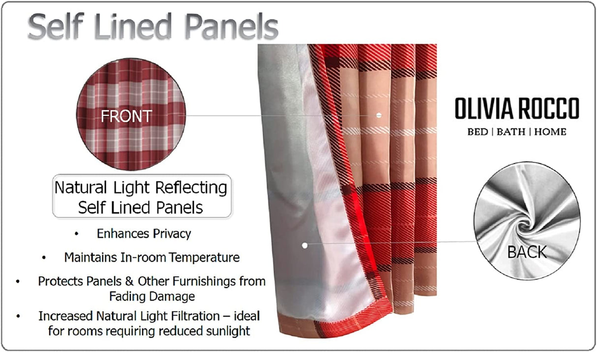 OLIVIA ROCCO Grey Check Blackout Curtains for Privacy
