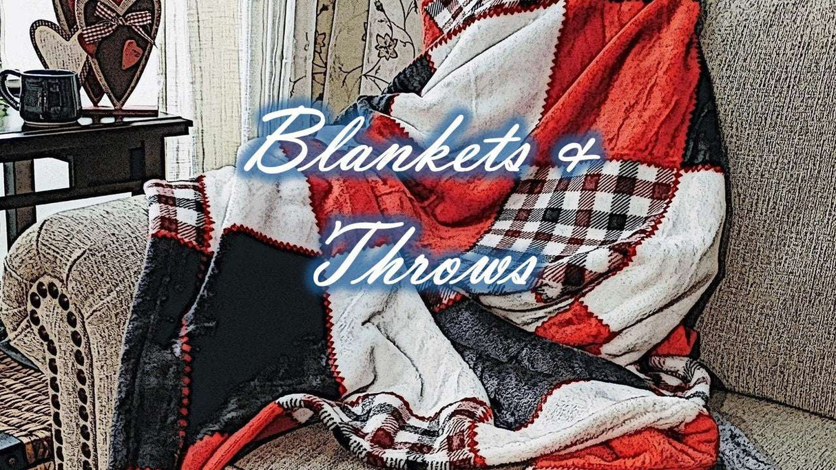 Cozy HOME ART HAVEN blanket in a stylish patchwork design, perfect for warmth and comfort
