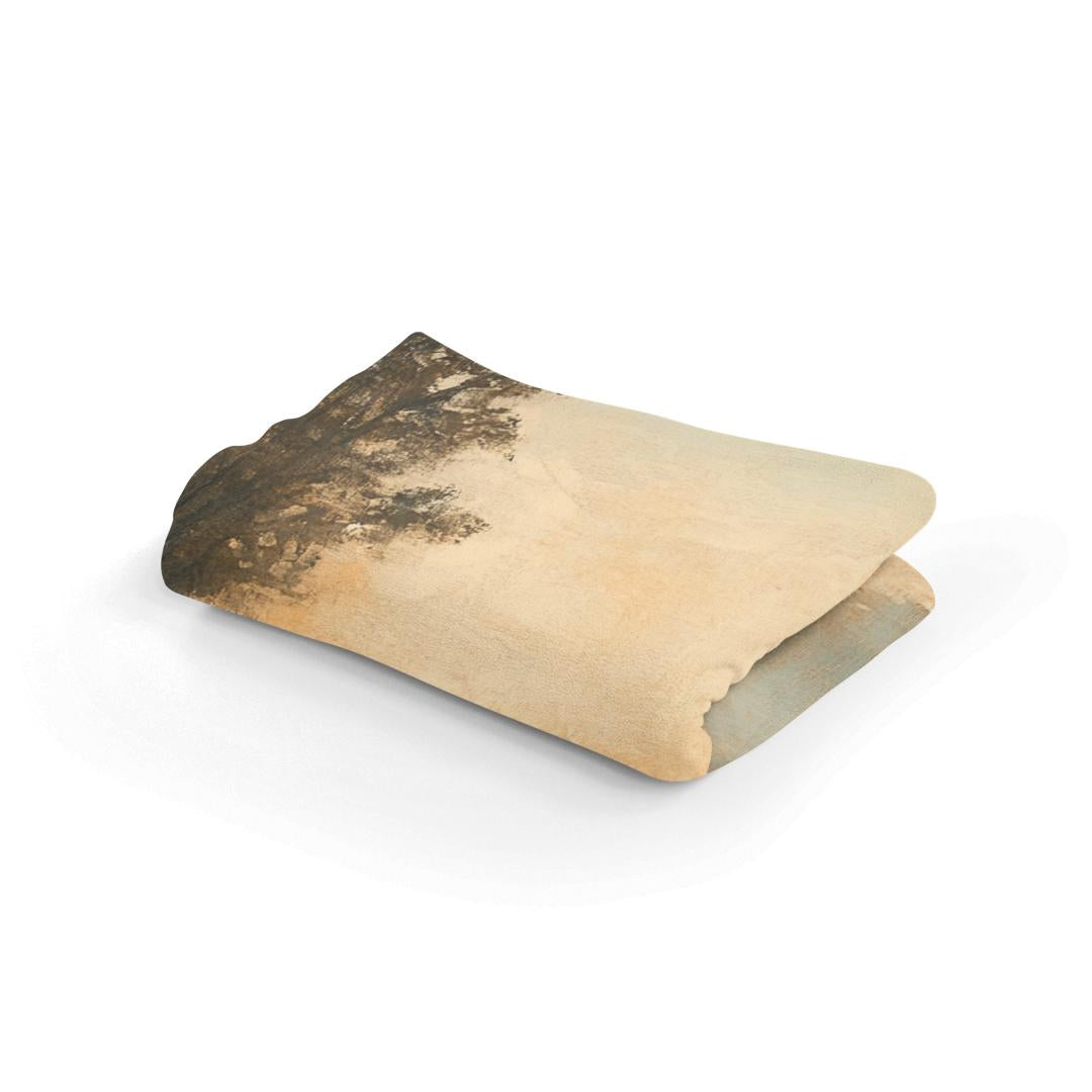 HOME ART HAVEN Throw Blanket featuring a serene landscape design in soft tones