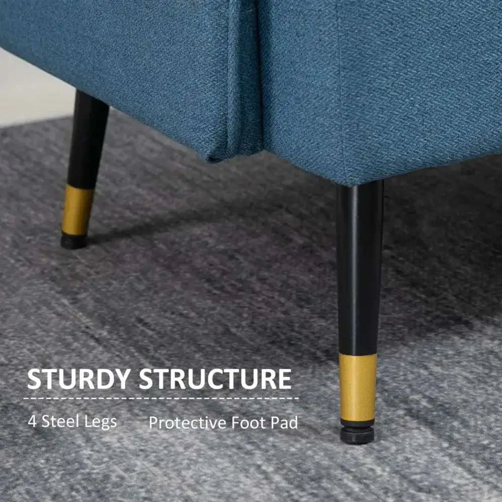 2 Seater Sofa for Living Room Fabric Couch Button Tufted Love Seat Dark Blue HOMCOM