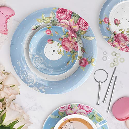 Elegant blue floral cake stand from London Boutique Lifestyle for serving desserts and pastries