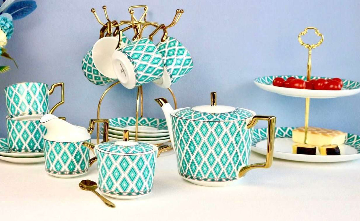 The Edwardian Emerald Bone China Tea Set KitchBoom