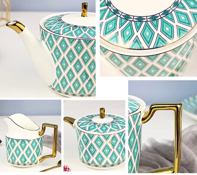 The Edwardian Emerald Bone China Tea Set KitchBoom