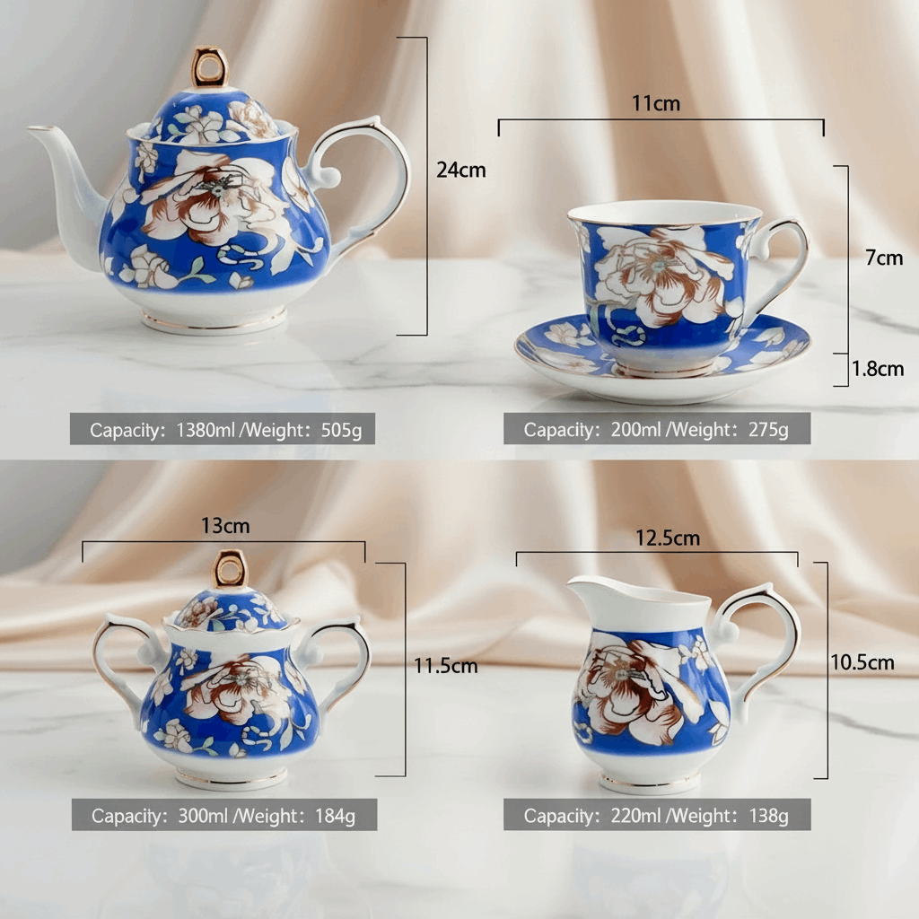 Warwickshire Royal Blue Bone China Tea Set KitchBoom