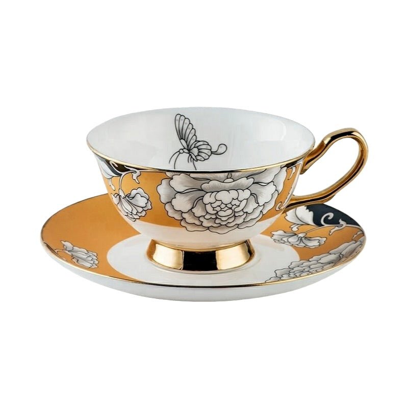 Regal Bloom Bone China Teacup and Saucer One Teacup and Saucer KitchBoom