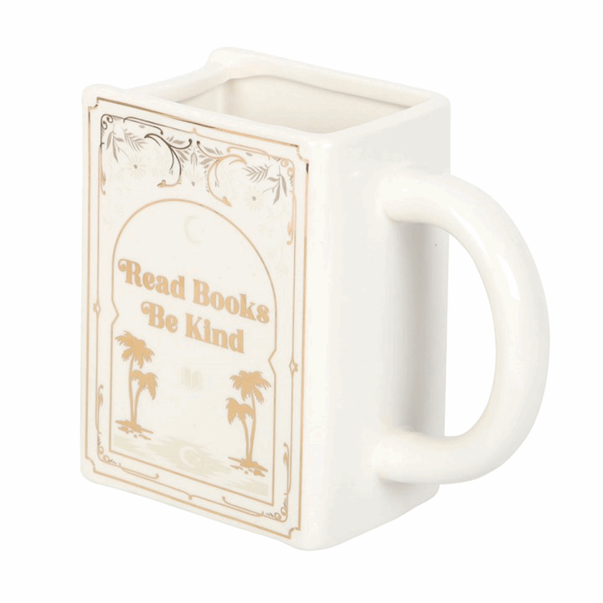Read Books Be Kind White Book Shaped Mug N/A