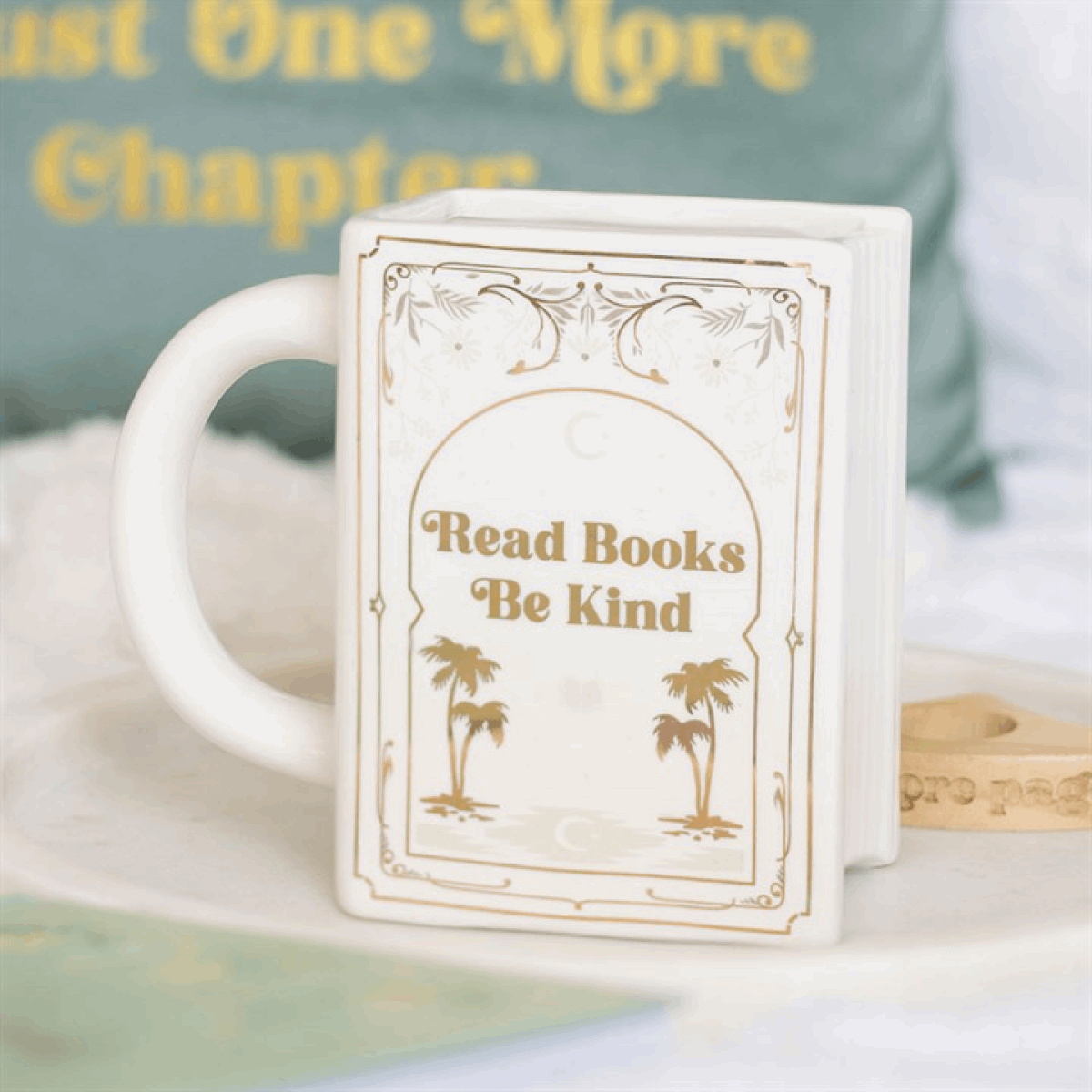Read Books Be Kind White Book Shaped Mug N/A