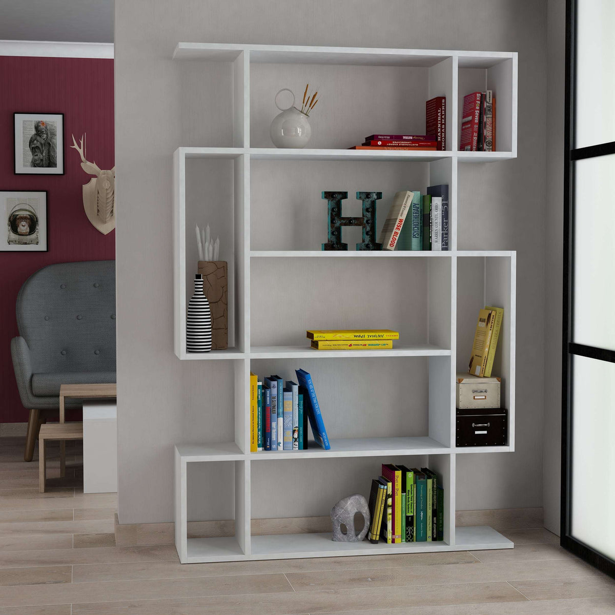 Stylish Decortie bookcase with unique design and multiple shelves for modern interiors