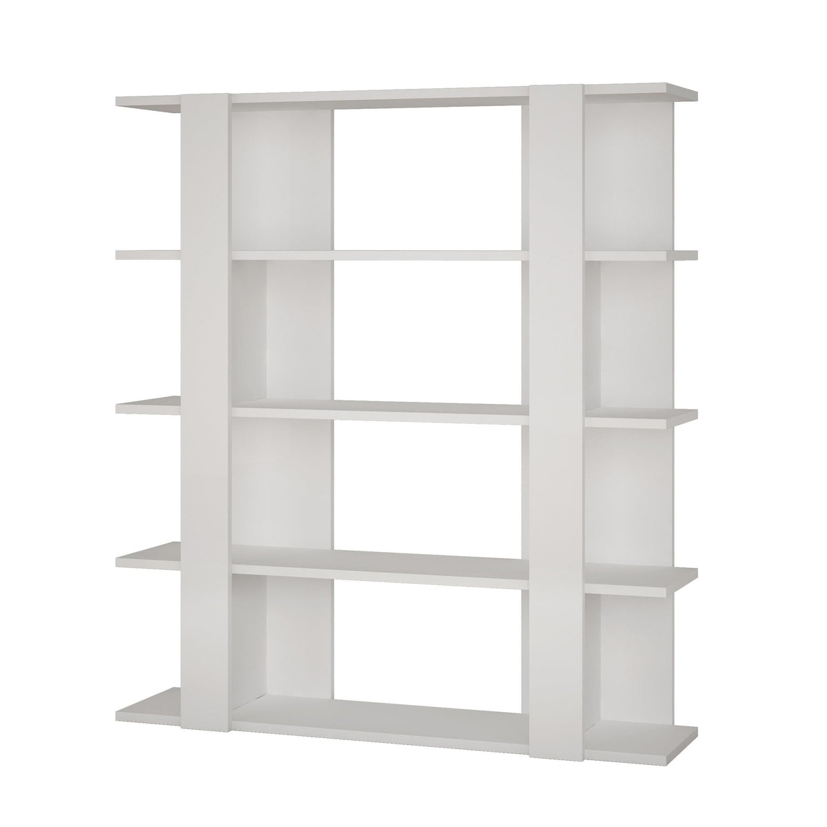 Decortie stylish white bookcase with multiple shelves for efficient storage and display