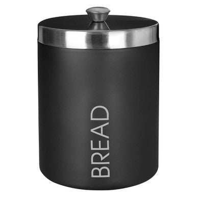 Orsina Black Bread Bin with a sleek design and stainless steel lid for fresh bread storage
