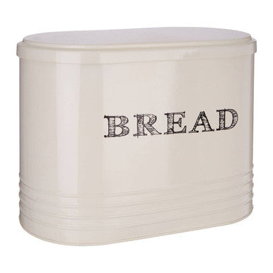 Orsina Cream Bread Bin with Decorative Text for Kitchen Storage