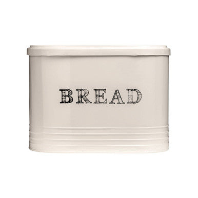 Orsina Cream Coloured Bread Bin with Black Text and Airtight Lid for Fresh Bread Storage