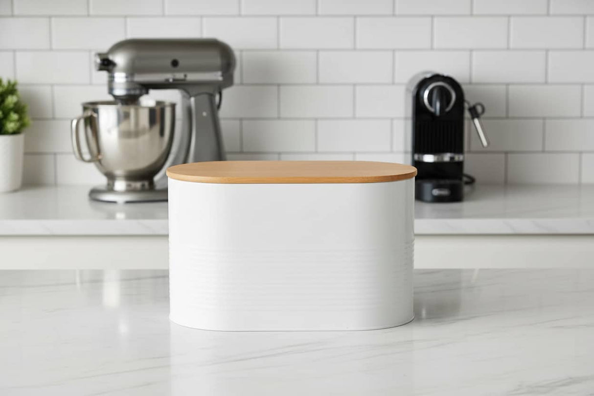 Orsina Stylish Bread Bin with Wooden Lid Orsina