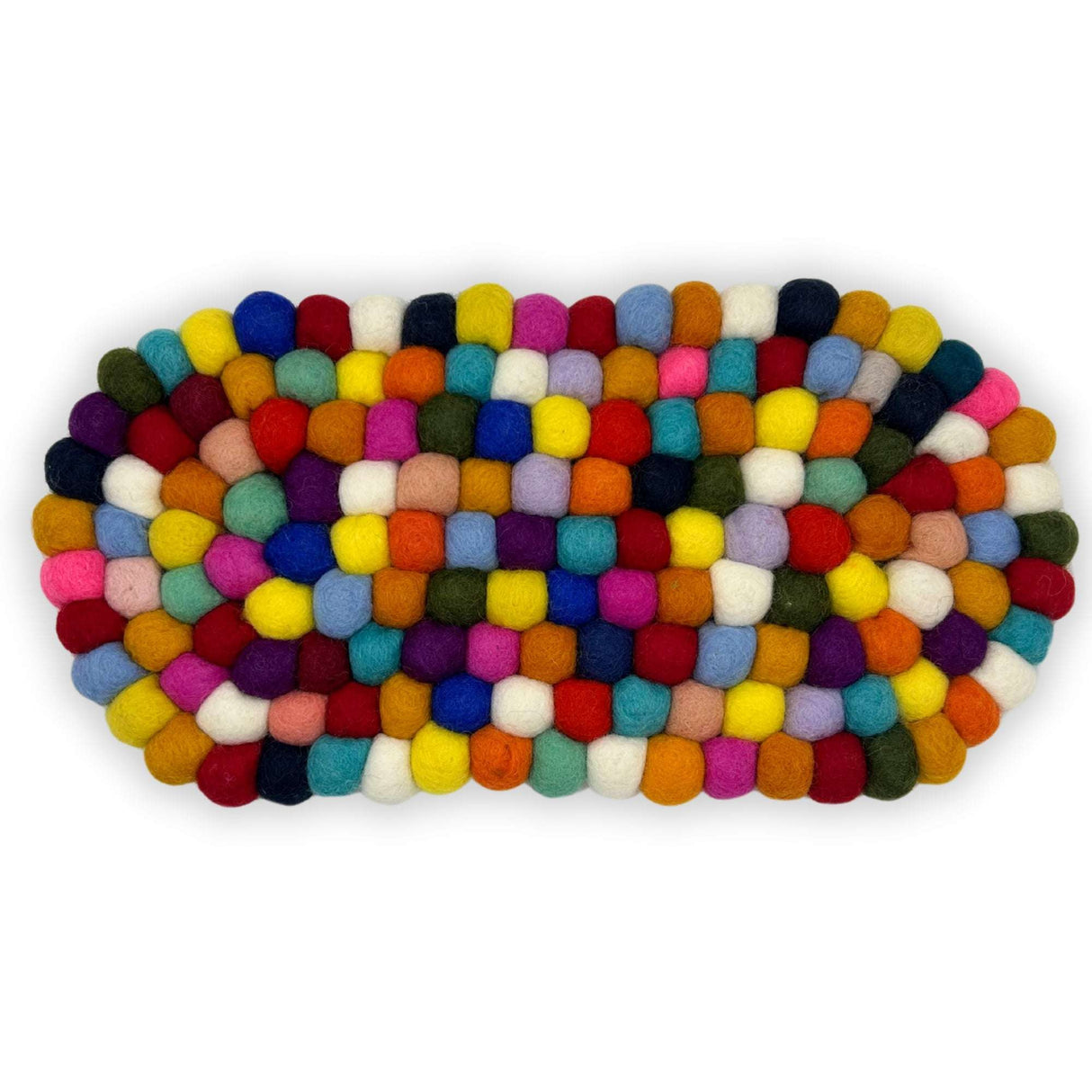 Felt Ball Oval Centre Mat - Multi Colour Shades 4 Seasons