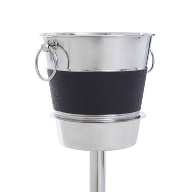 Orsina Stainless Steel Wine Bucket with Black Leather Band for Chilling Bottles