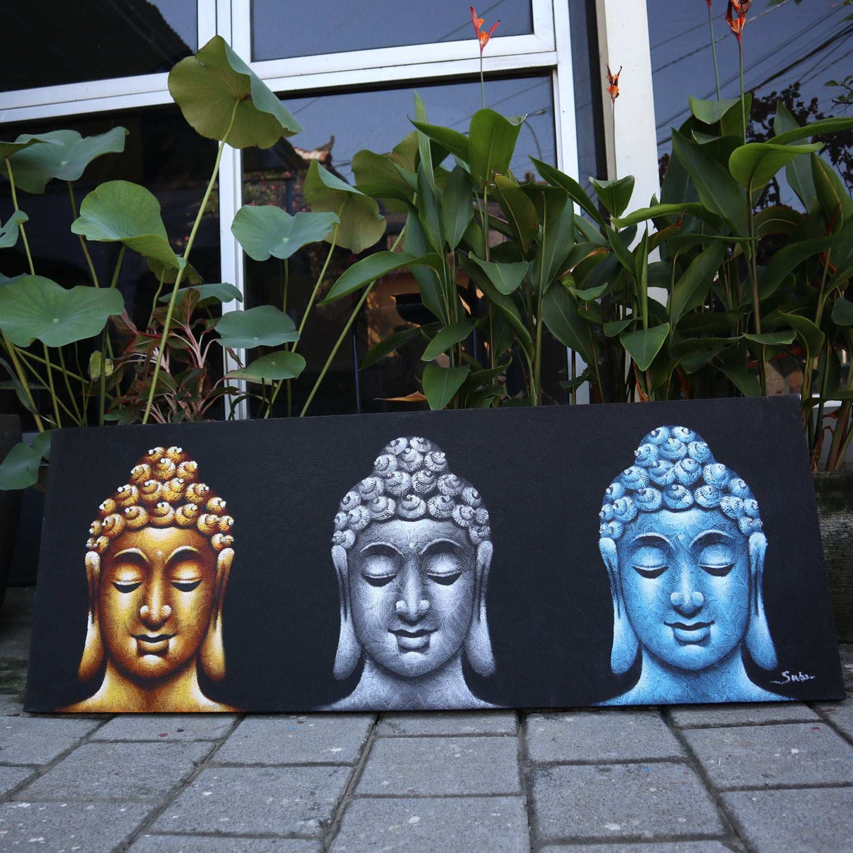 Buddha Painting - Three Heads Black AW-Dropship