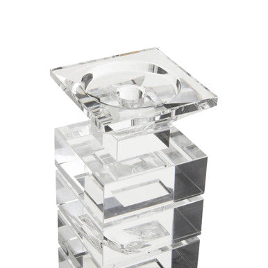 Elegant Orsina Candle Holder made of clear crystal in a modern geometric design