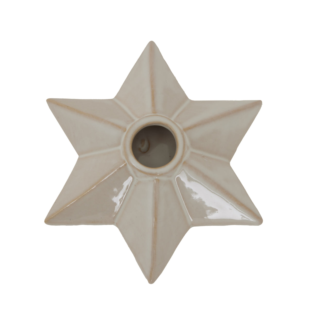 Star-shaped ceramic candle holder in neutral colour for festive Christmas decor