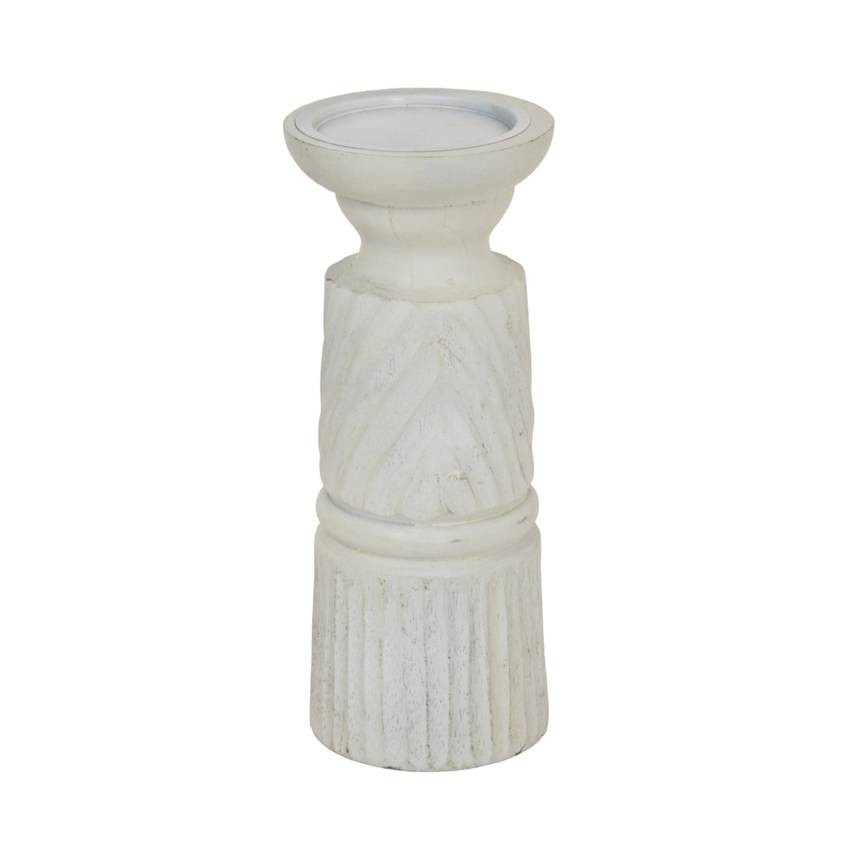 Elegant white candle holder with intricate textured design for stylish home decor