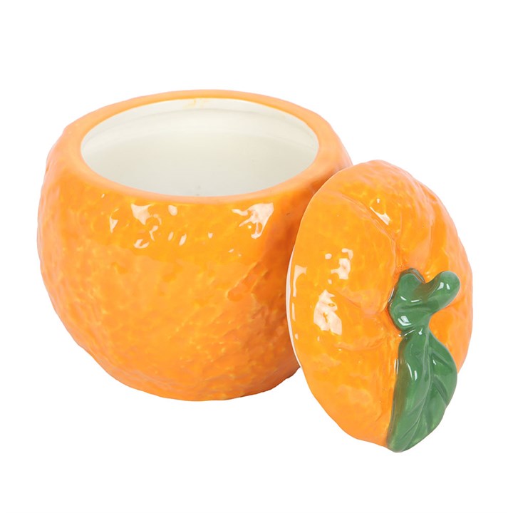 Orange Fruit Ceramic Candle Jar with Lid - Stylish Home Decor N/A