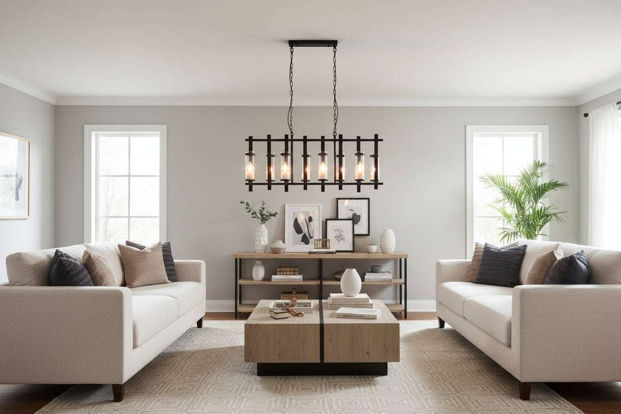 Aspen Iron and Glass Wide Pendant Light Orsina