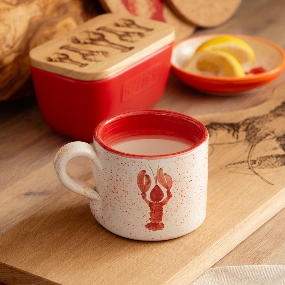Selbrae House Ceramic Mug featuring a lobster design with a speckled finish, perfect for beverages