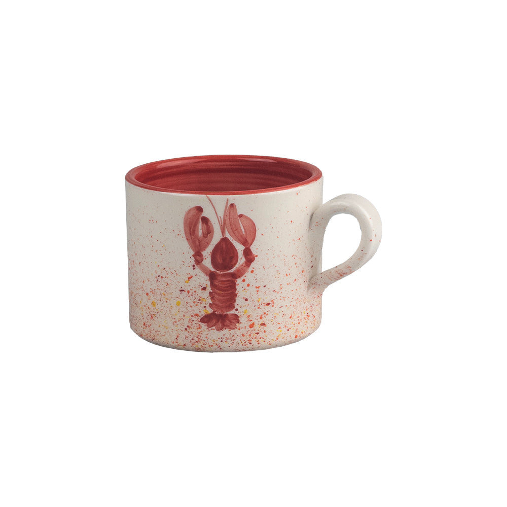 Selbrae House Ceramic Mug featuring a vibrant lobster design on a speckled background
