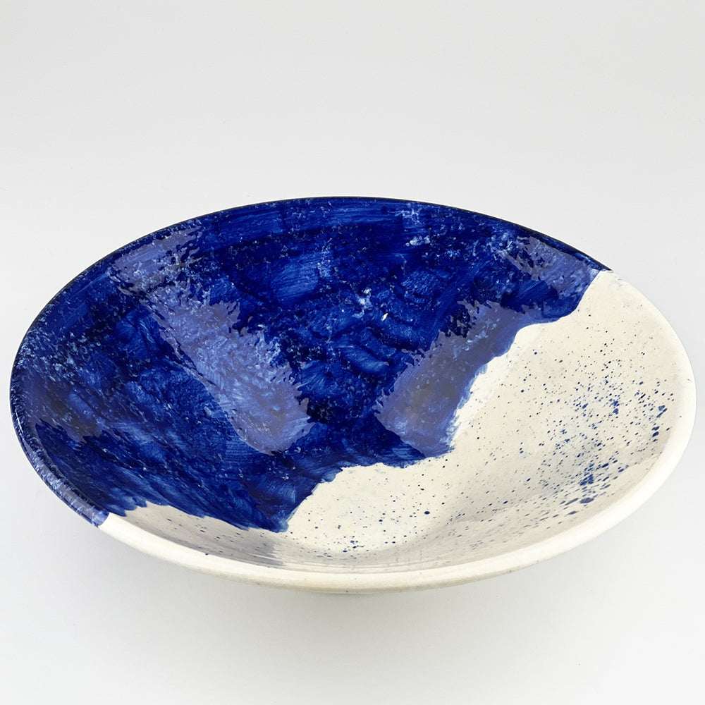 Selbrae House Ceramic Serving Bowl with Blue and White Glaze for Stylish Dining