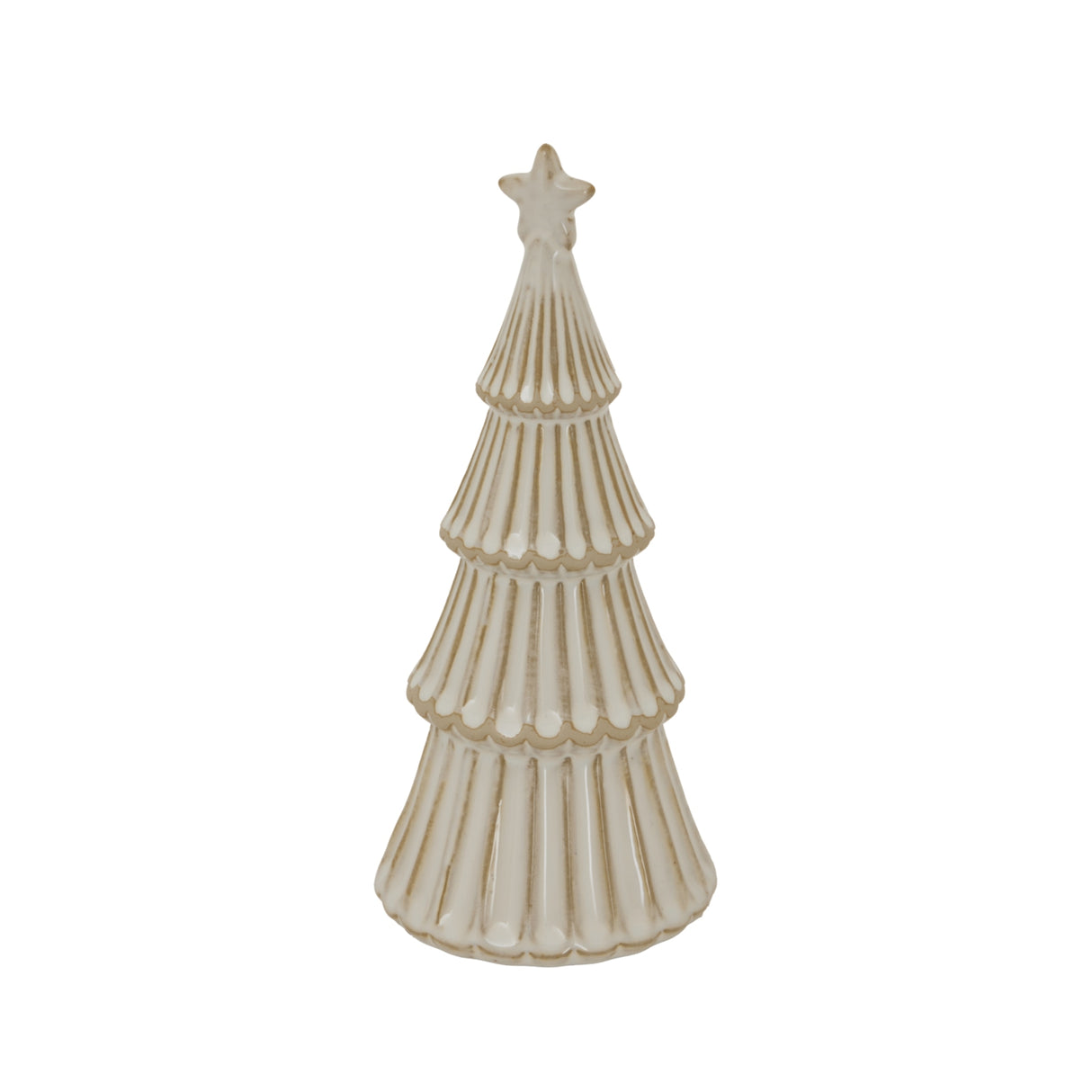 Elegant Snowy Layered Tree Christmas decoration in cream colour for festive room decor