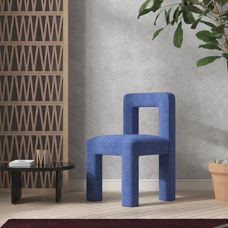 Modern Nisu Home Chair in Blue Fabric with Minimalist Design for Stylish Interiors