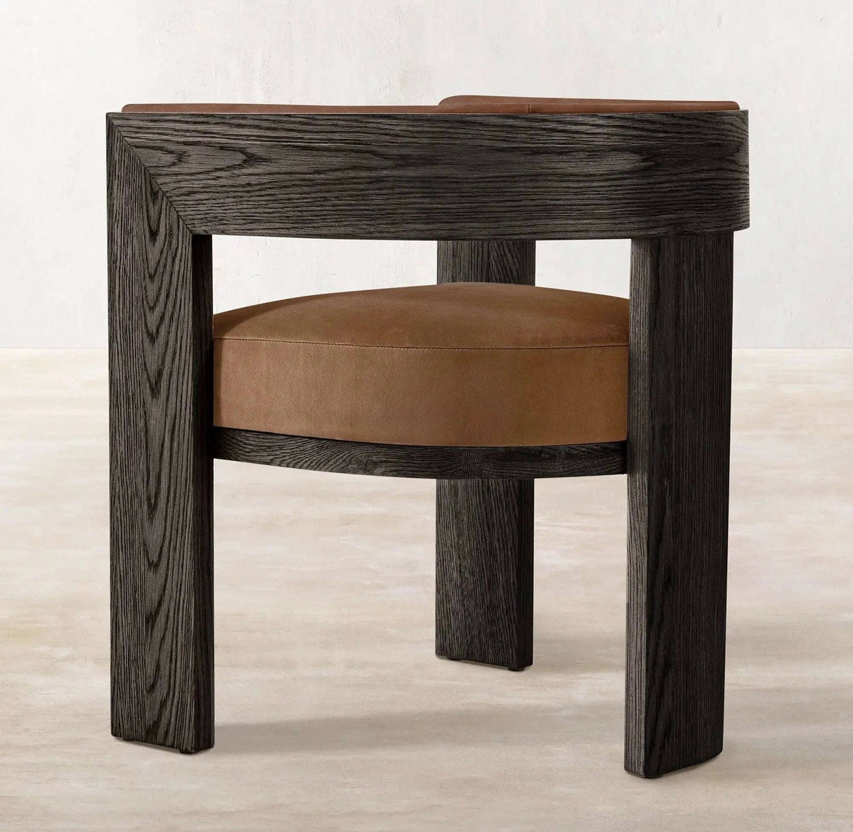 Nisu Home Modern Chair with Dark Wood Frame and Brown Upholstered Seat for Stylish Interiors