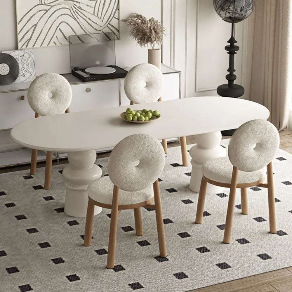 Nisu Home Chair with round cushioned backrest, perfect for modern dining spaces