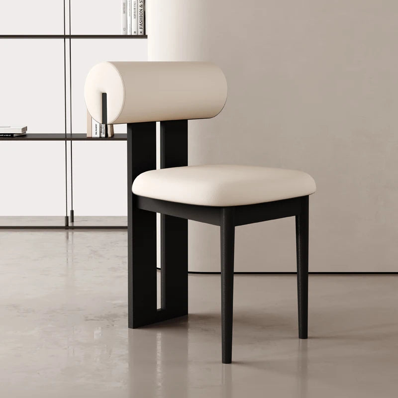 Contemporary Nisu Home chair with a unique cylindrical backrest and a sleek black frame