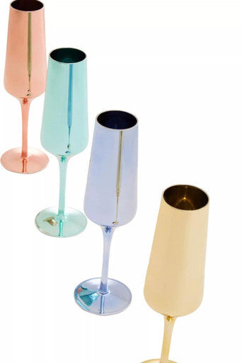 Aurora Set of Four Champagne Flutes In Assorted Colours Orsina
