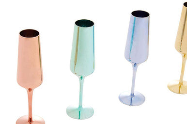 Aurora Set of Four Champagne Flutes In Assorted Colours Orsina