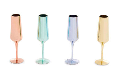 Aurora Set of Four Champagne Flutes In Assorted Colours Orsina