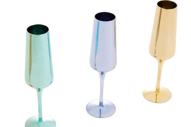 Aurora Set of Four Champagne Flutes In Assorted Colours Orsina