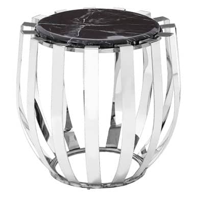 Alvaro Black Marble And Chrome Side Table Orsina