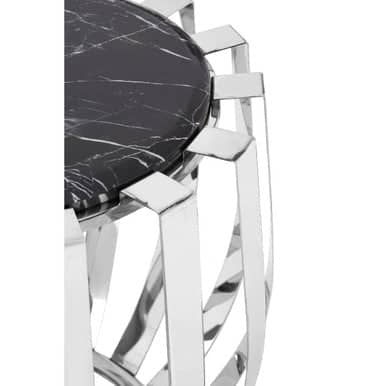 Alvaro Black Marble And Chrome Side Table Orsina
