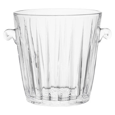 Orsina Clear Glass Ice Bucket with Elegant Ribbed Design and Side Handles for Chilled Drinks