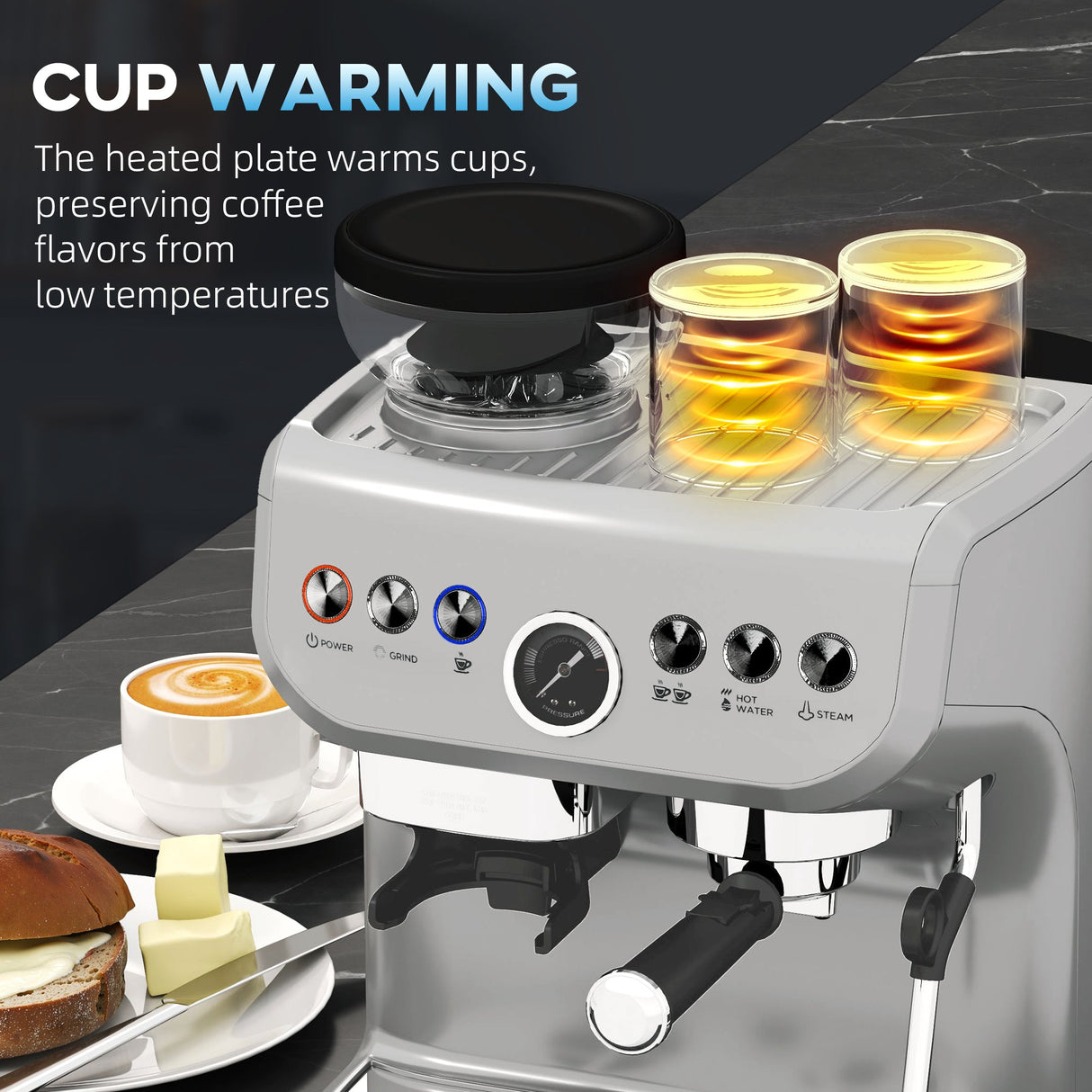 Wise Galleria Coffee Machine with heated plate for warming cups and preserving coffee flavours