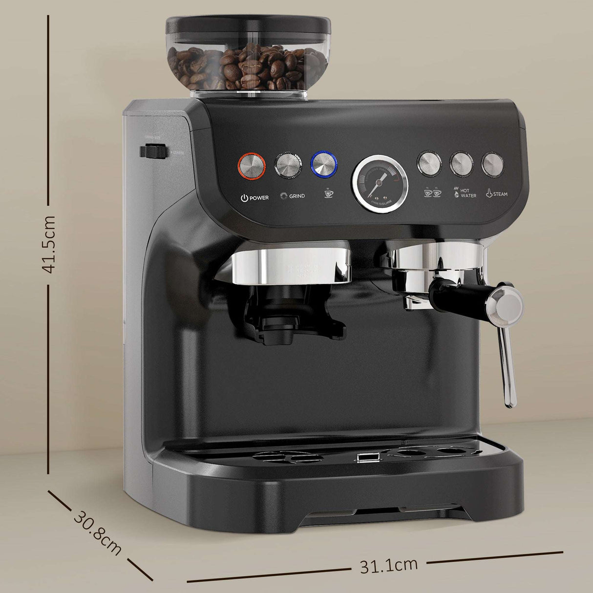 Wise Galleria Coffee Machine with Built-in Grinder and User-Friendly Controls for Fresh Brewed Coffee