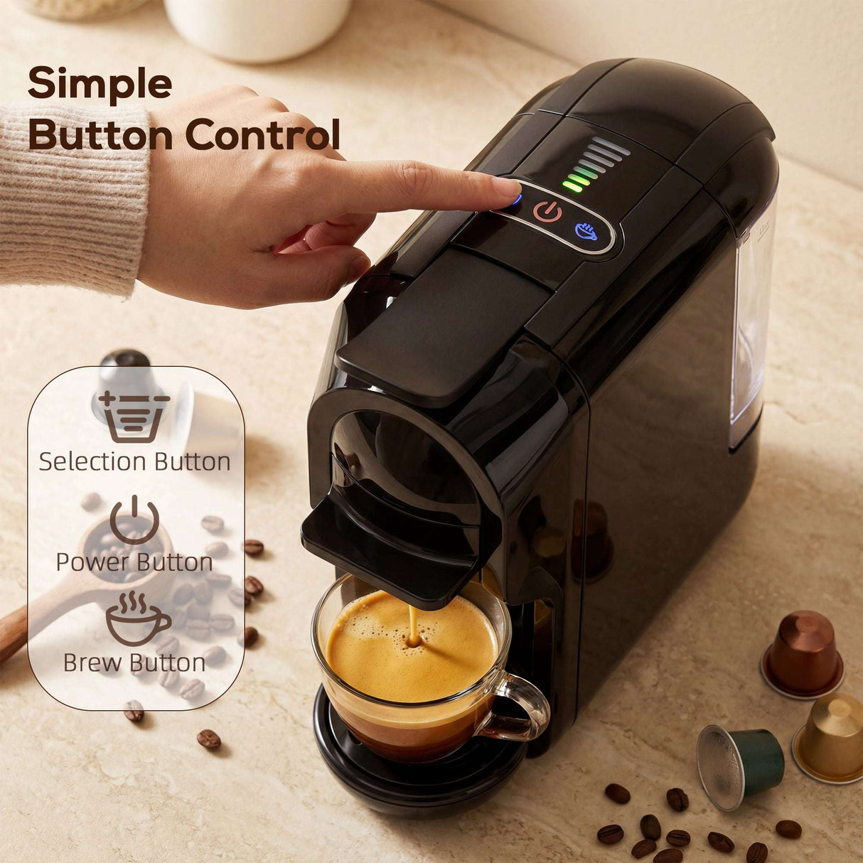 Wise Galleria Coffee Machine with Simple Button Control for Easy Brewing of Espresso