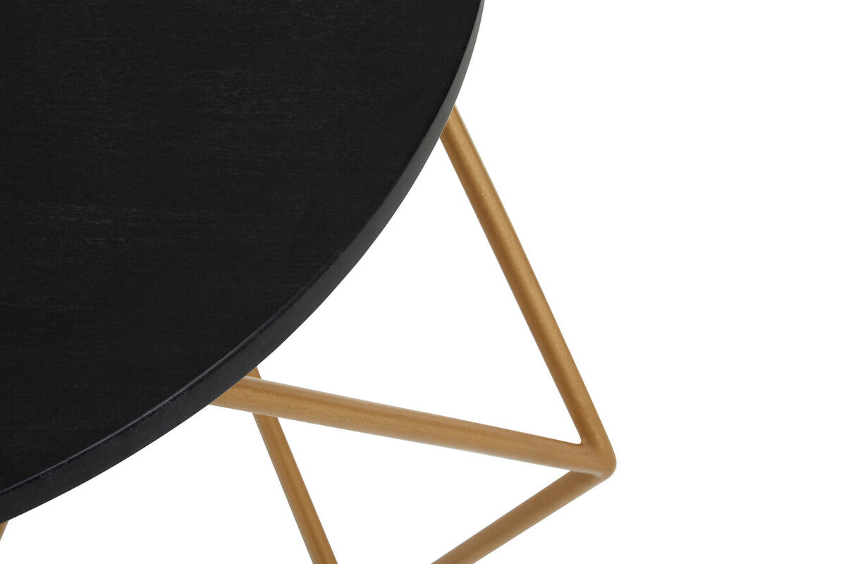 Orsina Stylish Black Coffee Table with Geometric Wooden Base for Modern Living Rooms