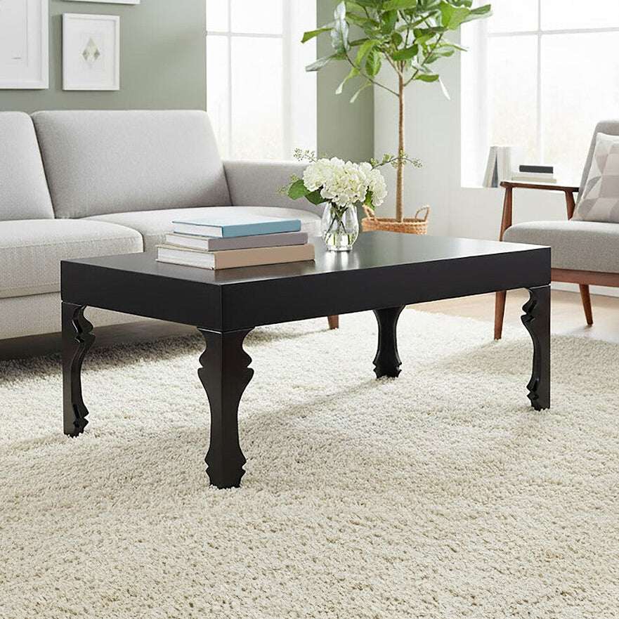Orsina Coffee Table in Black Finish with Elegant Legs for Modern Living Rooms