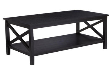 Orsina Black Coffee Table with Lower Shelf for Stylish Living Room Storage