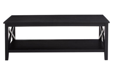 Orsina Black Coffee Table with Lower Shelf for Storage and Stylish Design
