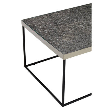 Akola Rectangle Coffee Table in Silver and Glass Orsina
